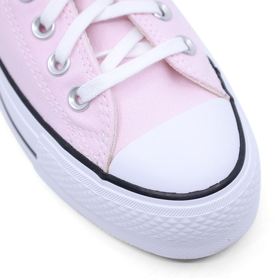 LIGHT PINK LOW TOP LACE UP PLATFORM SNEAKER