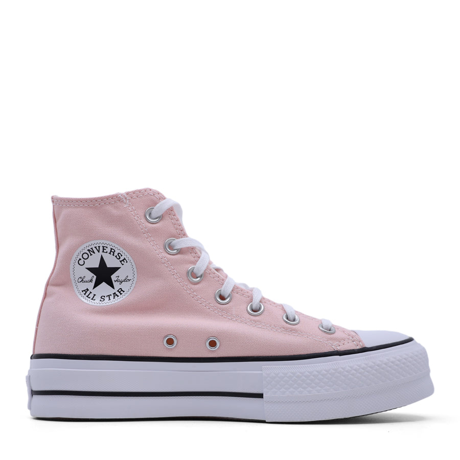 LIGHT BABY PINK CANVAS HIGH TOP LACE UP PLATFORM SNEAKER
