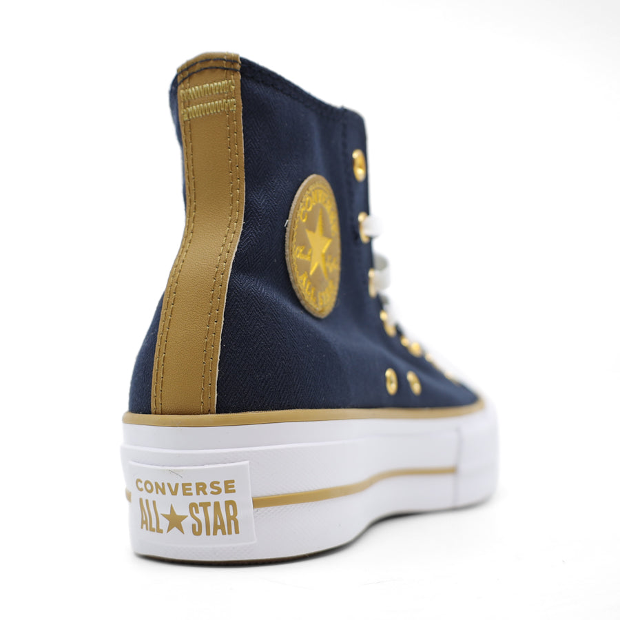 WOMENS CONVERSE PLATFORM BLUE GOLD HIGH TOP LACE UP SNEAKER