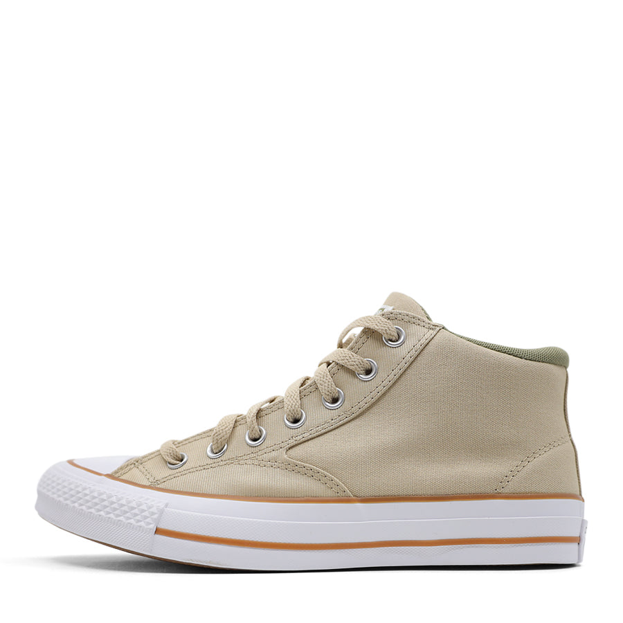 CLAY BEIGE YELLOW LACE UP MID RISE SNEAKER