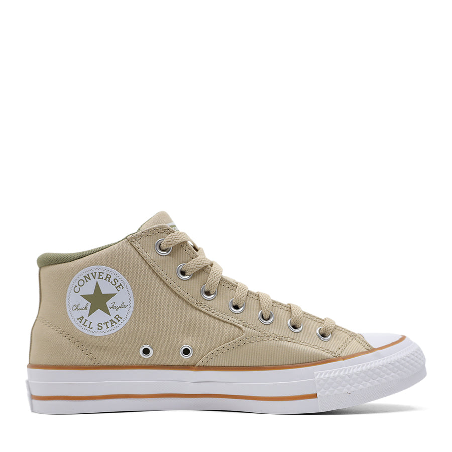 CLAY BEIGE YELLOW LACE UP MID RISE SNEAKER