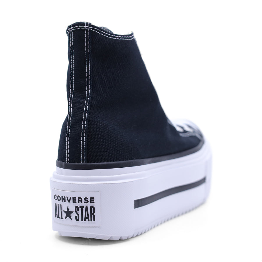 CHUCK TAYLOR BLACK UPPER WHITE PLATFORM SOLE HIGH TOP LACE UP SNEAKER