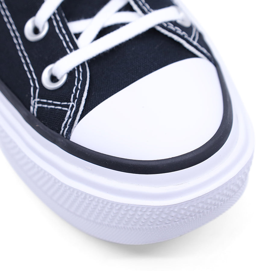 CHUCK TAYLOR BLACK UPPER WHITE PLATFORM SOLE HIGH TOP LACE UP SNEAKER