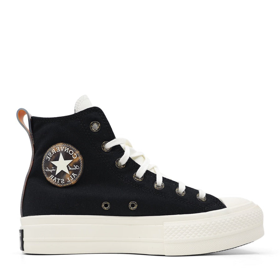 BLACK EGRET TORTOISESHELL HGH TOP LACE UP SNEAKER