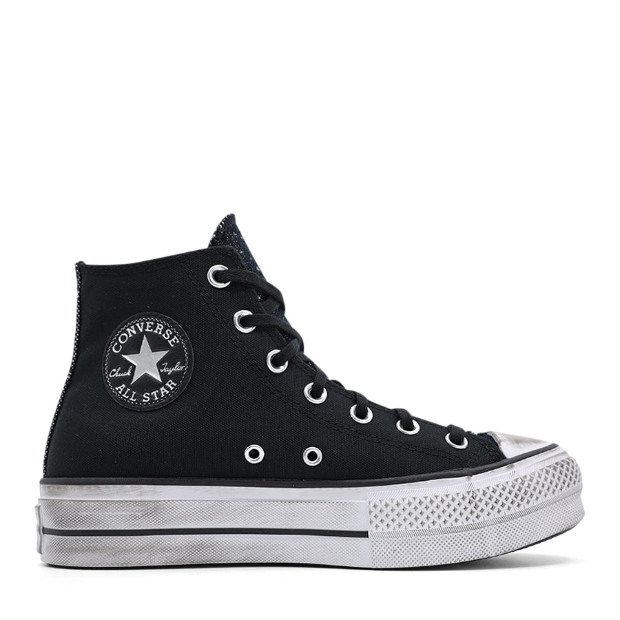 BLACK SILVER STUD SPARKLE HIGH TOP LACE UP SNEAKER