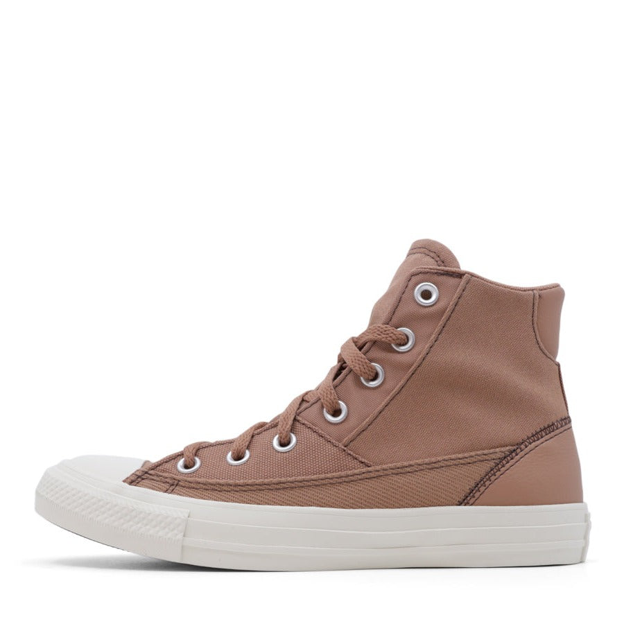 CLAY BROWN PATCHWORK LACE UP HIGH TOP SNEAKER