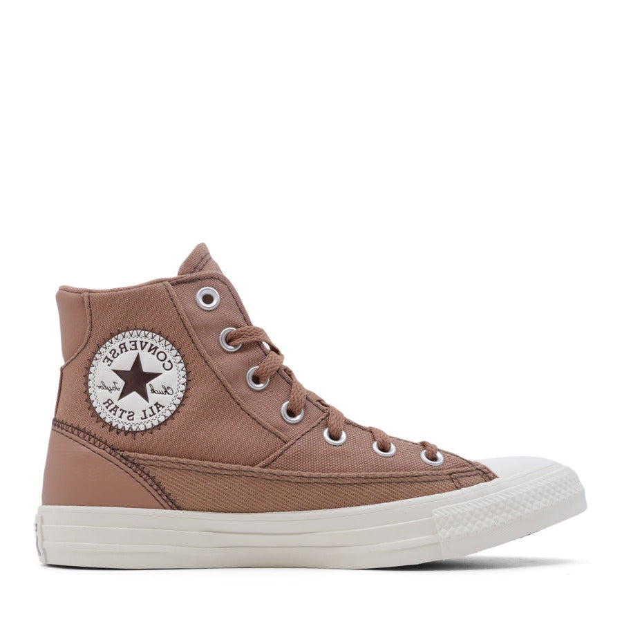 CLAY BROWN PATCHWORK LACE UP HIGH TOP SNEAKER