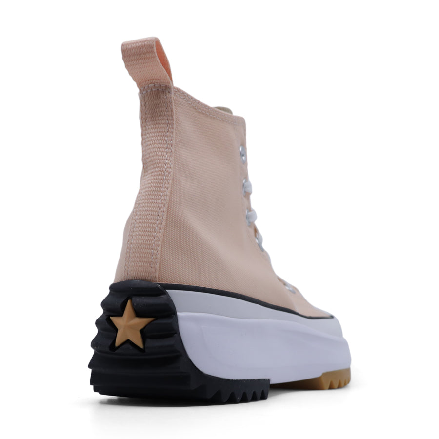 CORAL NUDE CHUNKY BOOT LACE UP HIGH TOP PLATFORM SNEAKER
