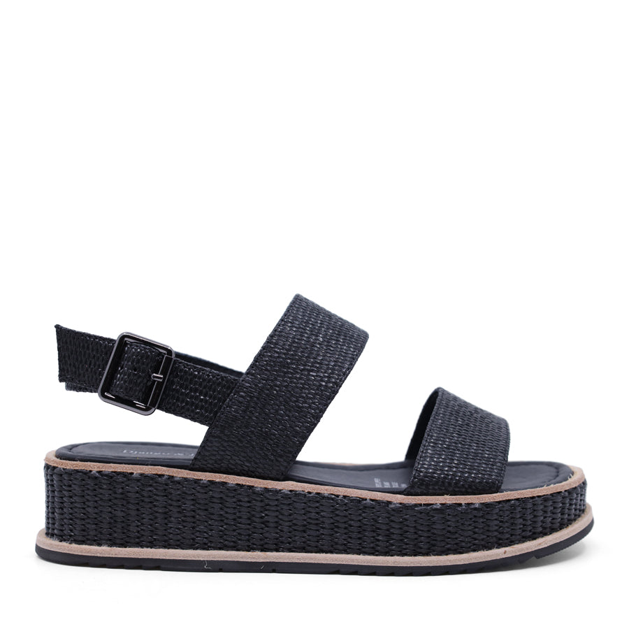 Black sandal with woven sole 