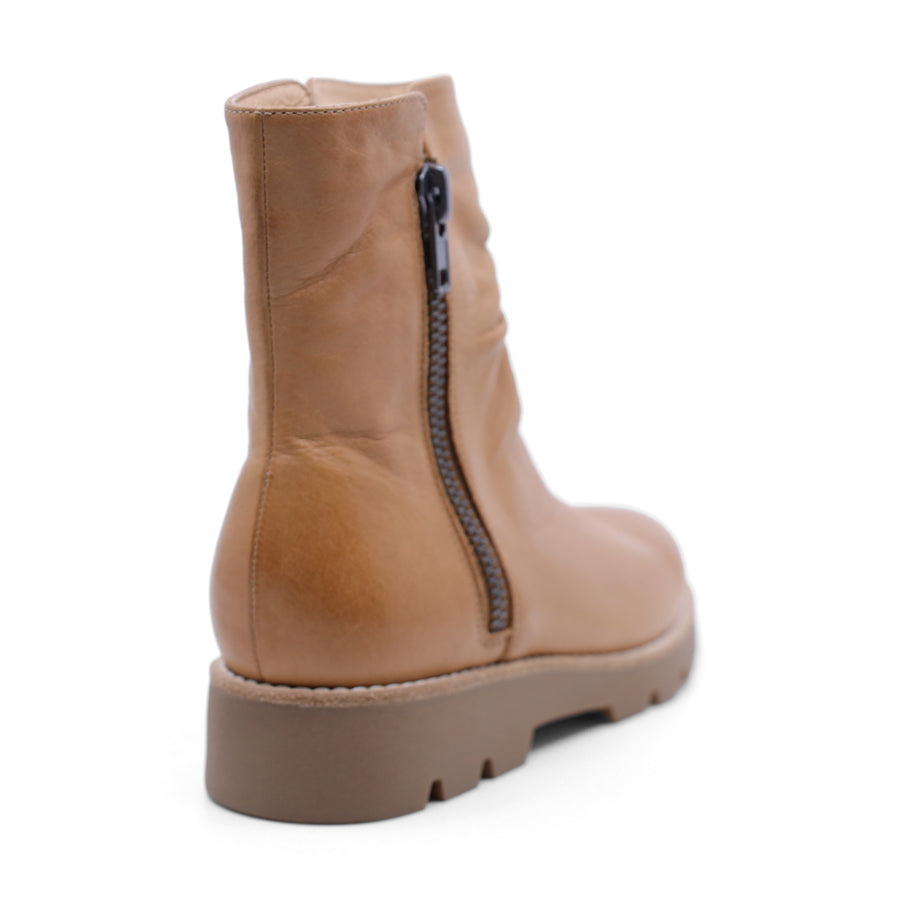 DARK TAN BROWN ZIP UP ANKLE BOOT