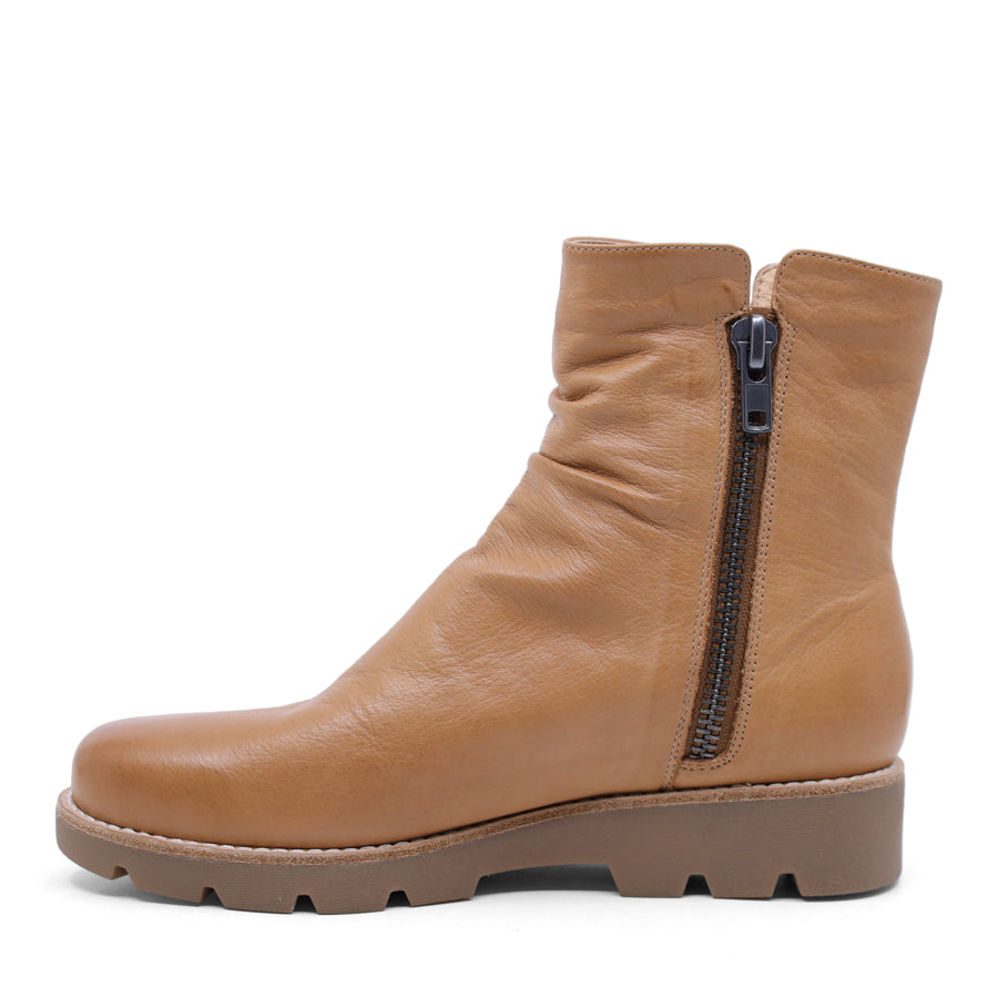 DARK TAN BROWN ZIP UP ANKLE BOOT