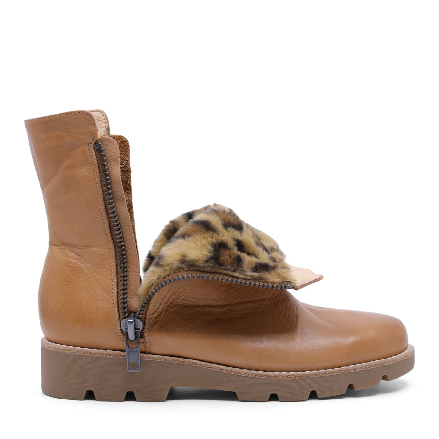 DARK TAN BROWN ZIP UP ANKLE BOOT