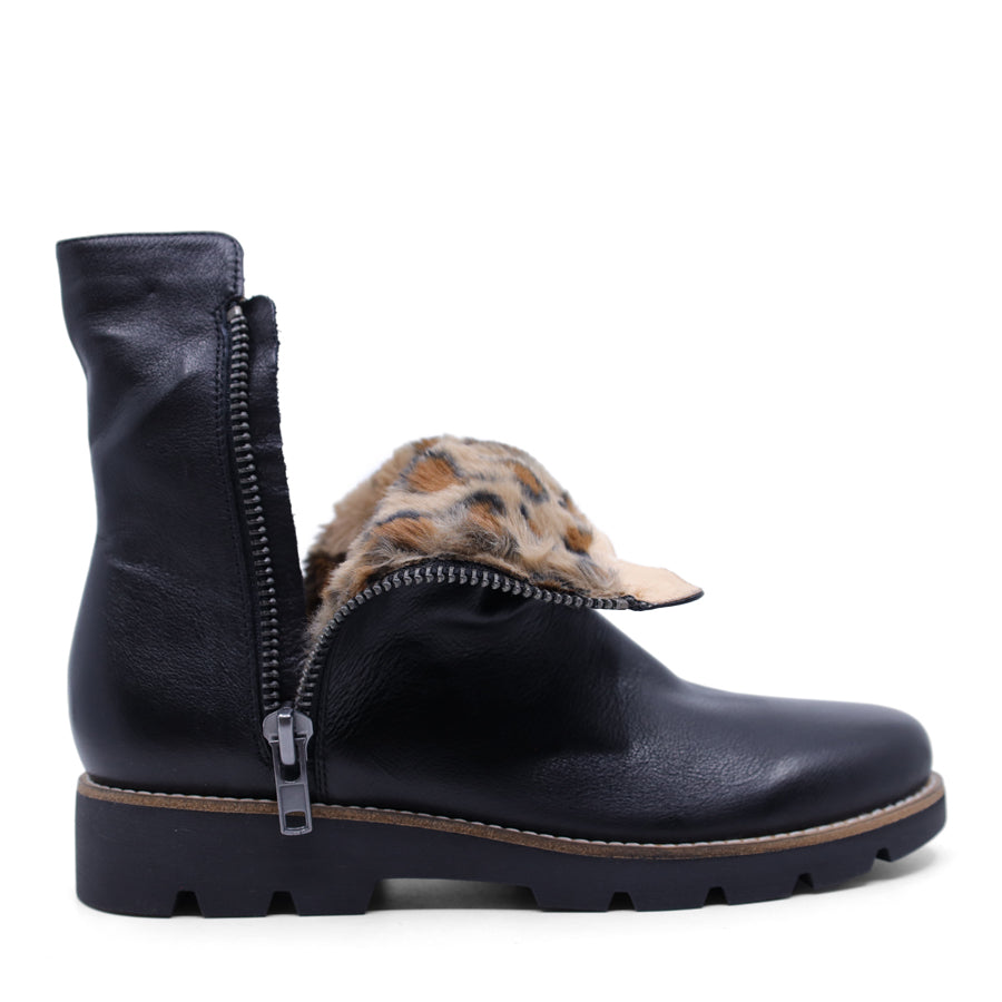 BLACK ZIP UP ANKLE BOOT