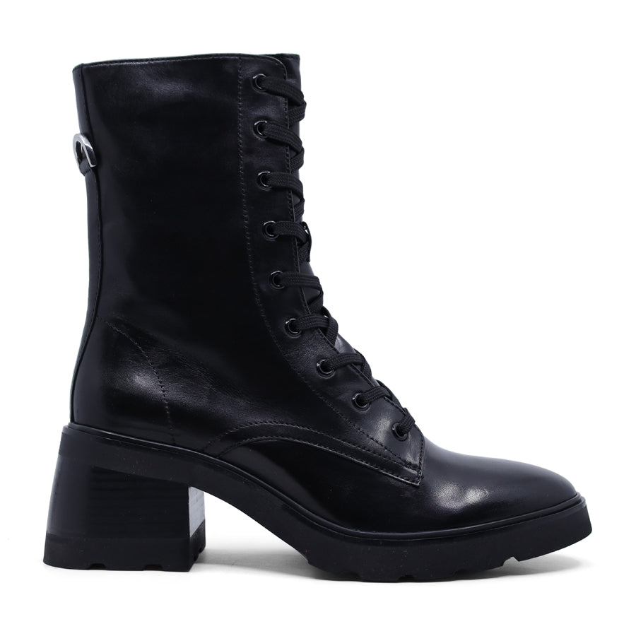 BRANDY BROWN LACE UP ZIP UP MID CALF ANKLE BOOT