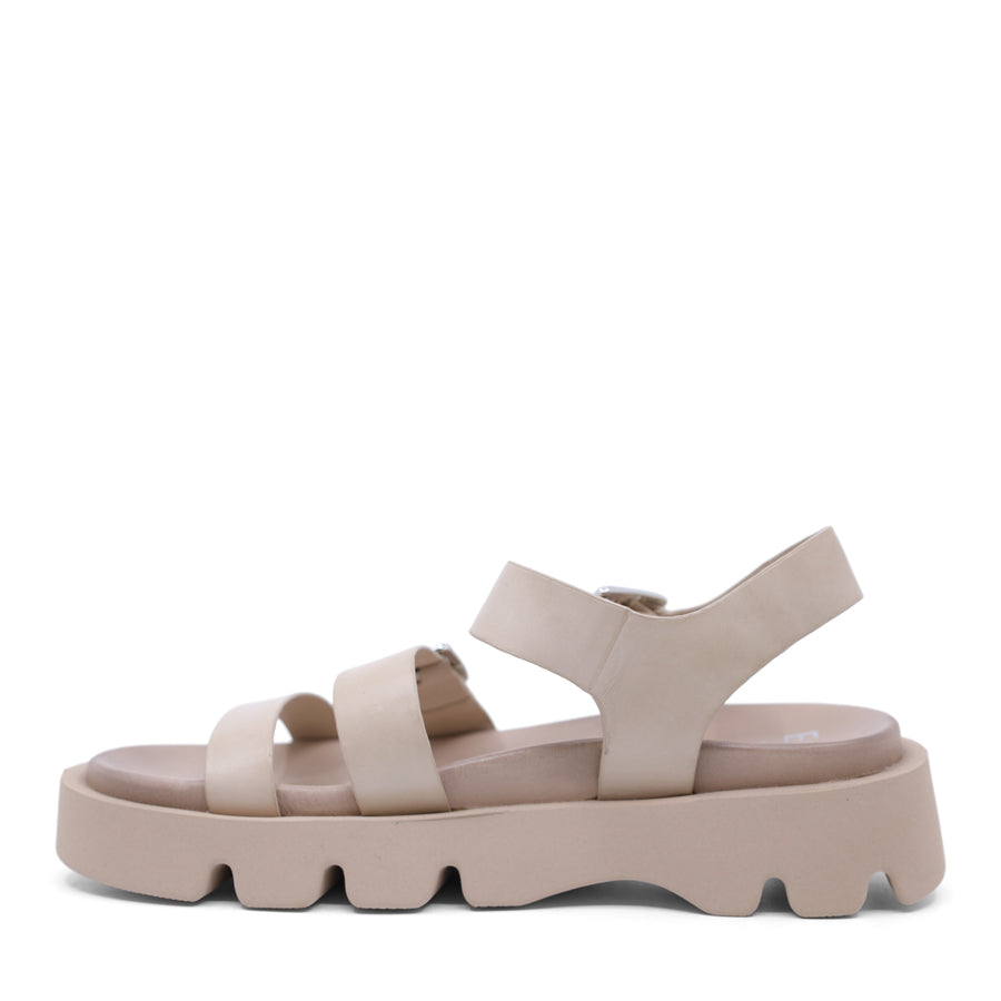 BIRCH BEIGE THREE STRAP BUCKLE SANDAL
