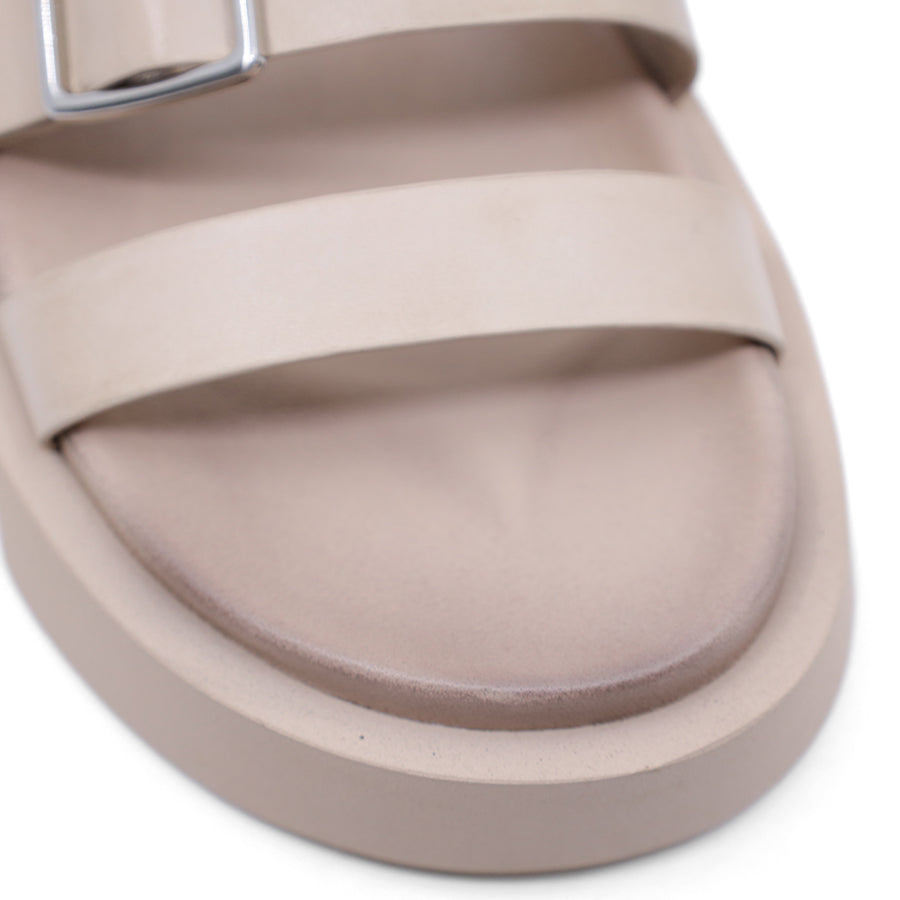 BIRCH BEIGE THREE STRAP BUCKLE SANDAL