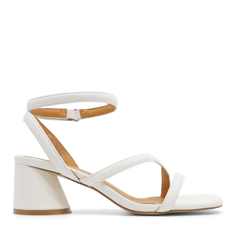 WHITE STRAPPY VELCRO HEEL SANDAL