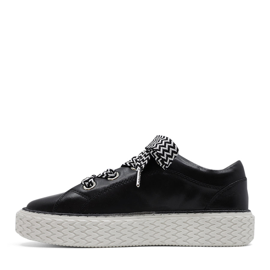 BLACK LACE UP SNEAKER WITH BLACK WHITE LACES