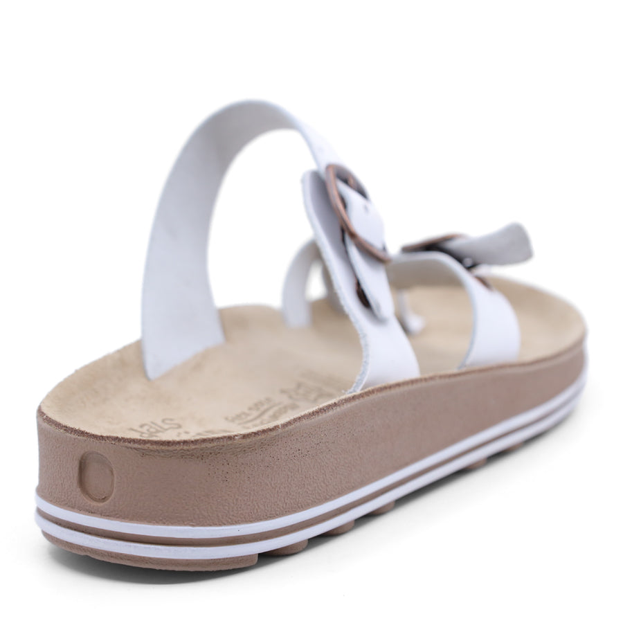 WHITE TWO STRAP SLIDE SANDAL 