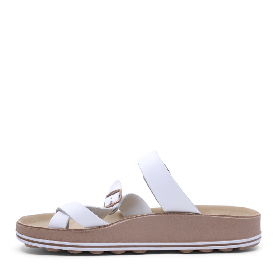 WHITE TWO STRAP SLIDE SANDAL 
