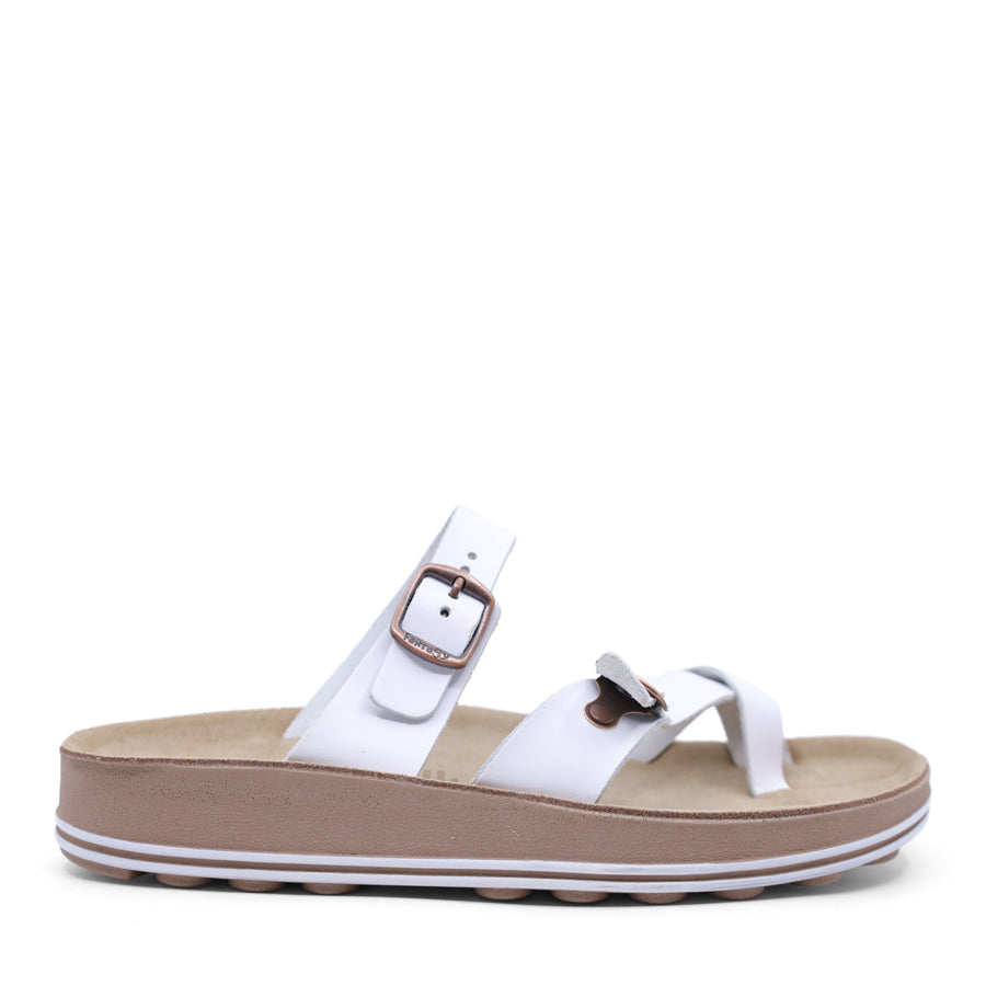 WHITE TWO STRAP SLIDE SANDAL 