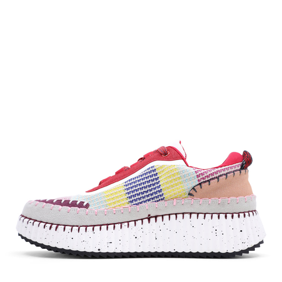 RED MULTI COLOURED LACE UP SNEAKER