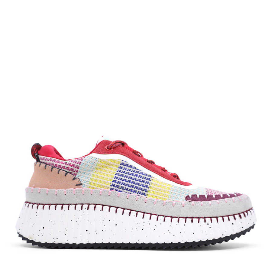 RED MULTI COLOURED LACE UP SNEAKER