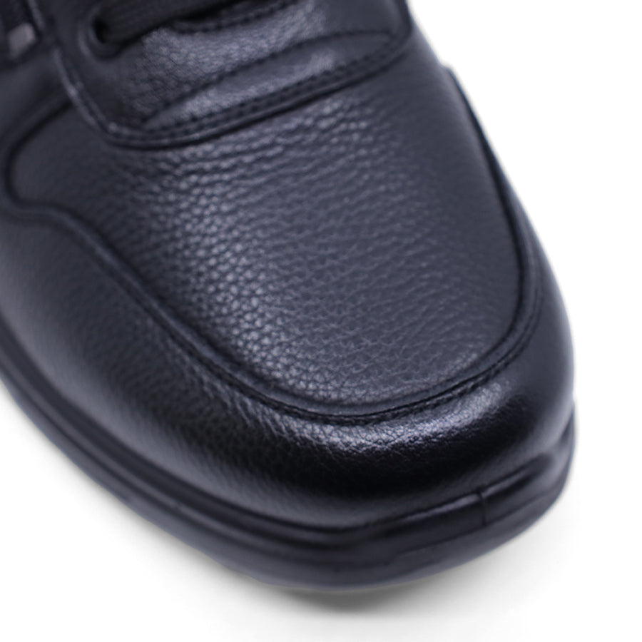 BLACK LEATHER LACE UP ZIP UP MENS CASUAL SNEAKER