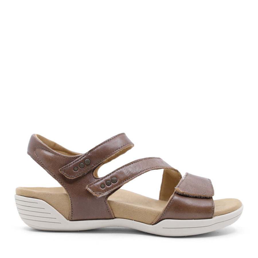 TAUPE VELCRO STRAPS ADJUSTABLE ANKLE STRAP SANDAL
