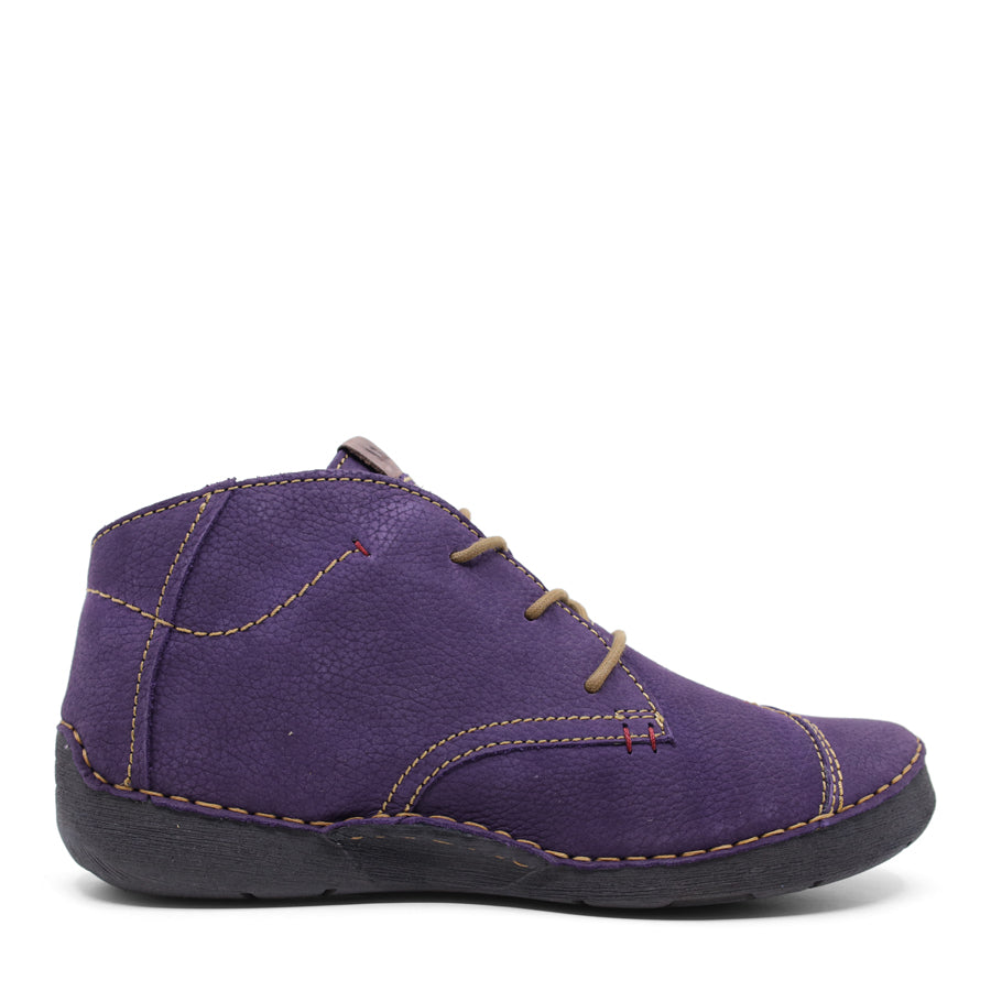 PURPLE LACE UP ANKLE BOOT