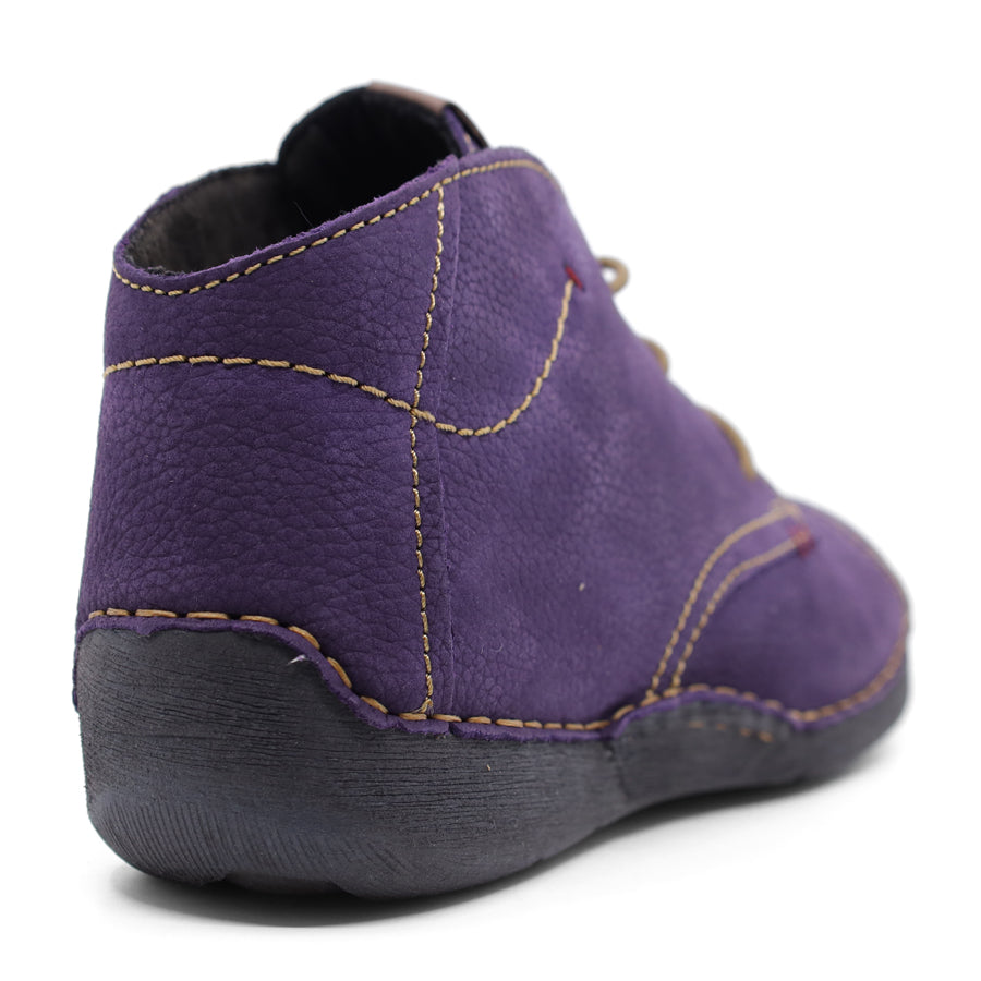 PURPLE LACE UP ANKLE BOOT