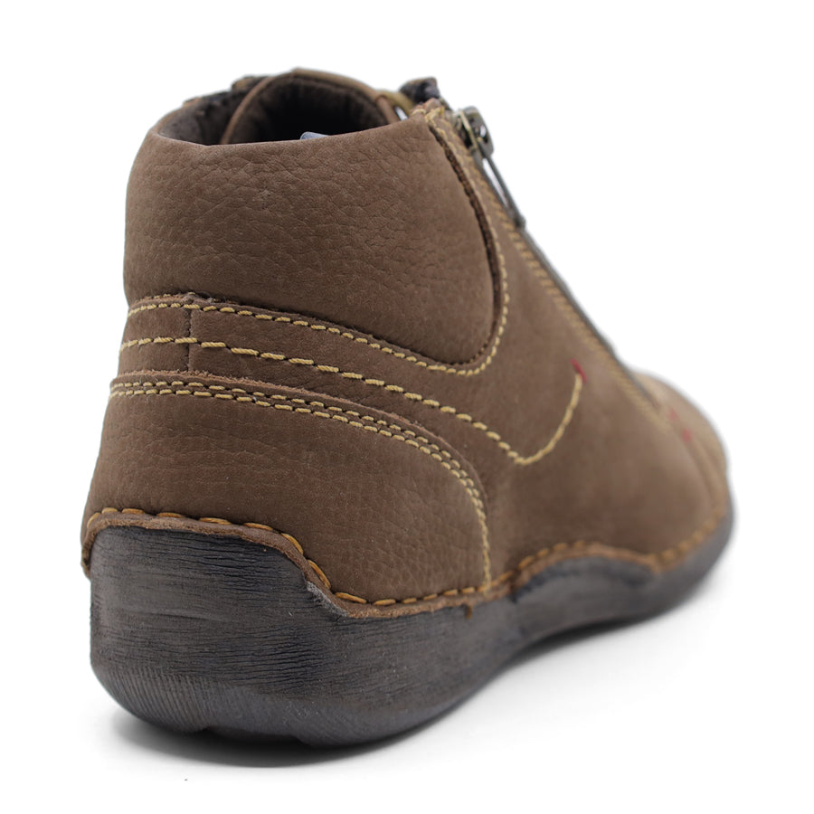 BROWN LACE UP ZIP UP ANKLE BOOT