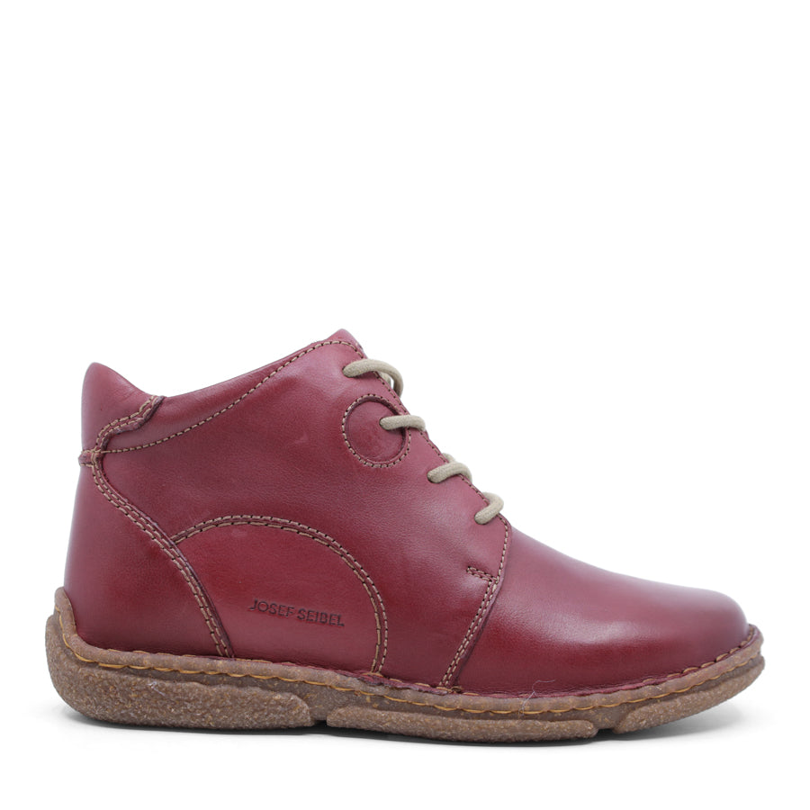 BORDO RED LACE UP ZIP UP ANKLE BOOT