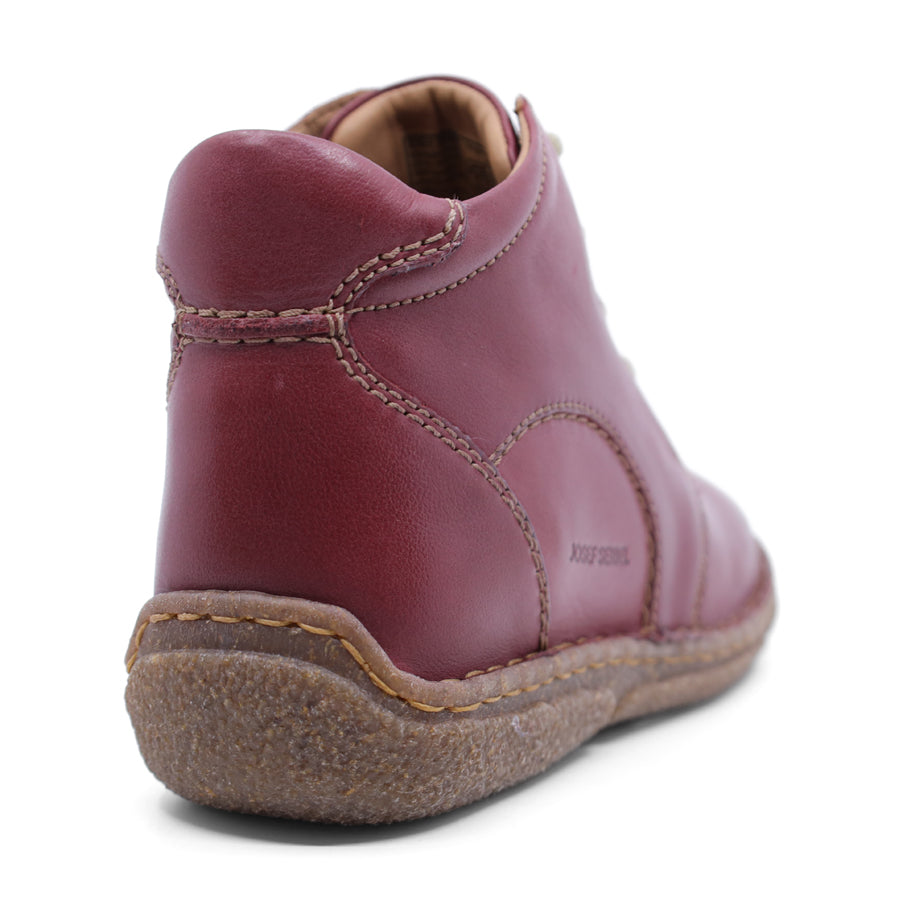 BORDO RED LACE UP ZIP UP ANKLE BOOT