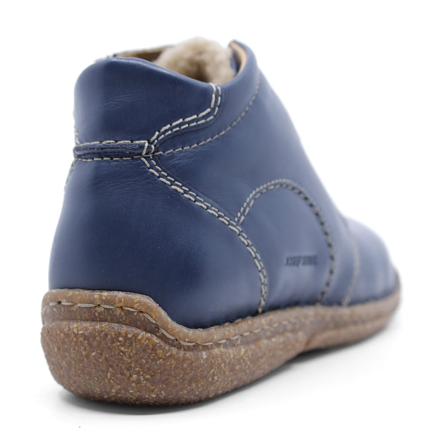 BLUE LACE UP ZIP UP ANKLE BOOT