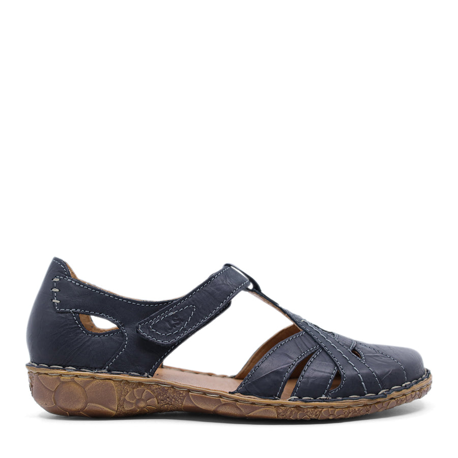 BLACK T-STRAP VELCRO SANDAL WITH CLOSED HEEL 