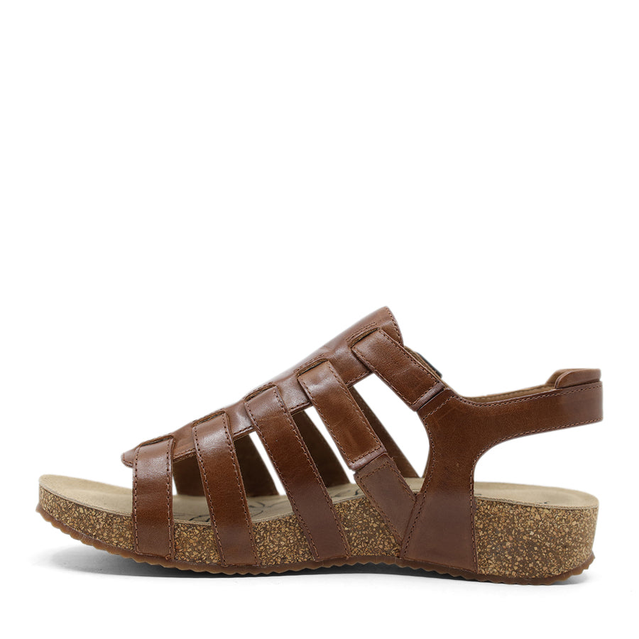 CAMEL BROWN GLADIATOR STRAP SANDAL WITH BUCKLE