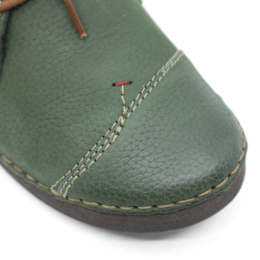 GREEN LACE UP ANKLE BOOT