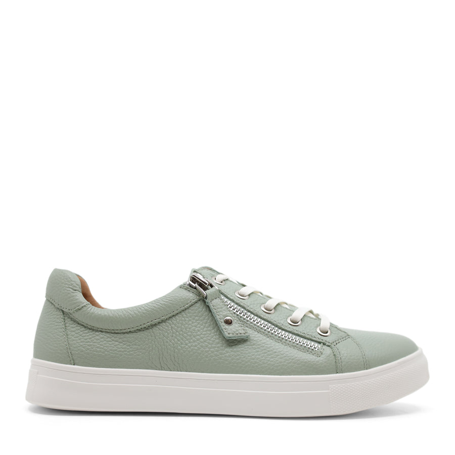 SAGE LIGHT GREEN LACE UP ZIP UP FLAT SNEAKER