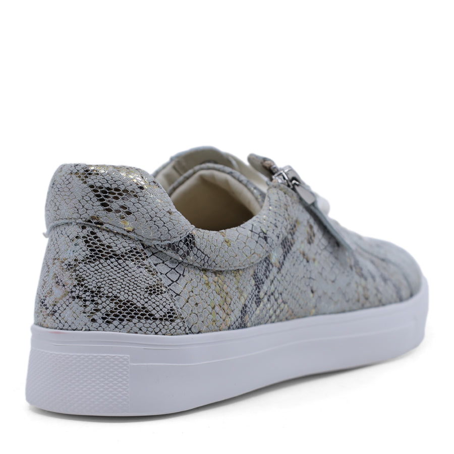 TAUPE SNAKE PRINT LACE UP ZIP UP SNEAKER