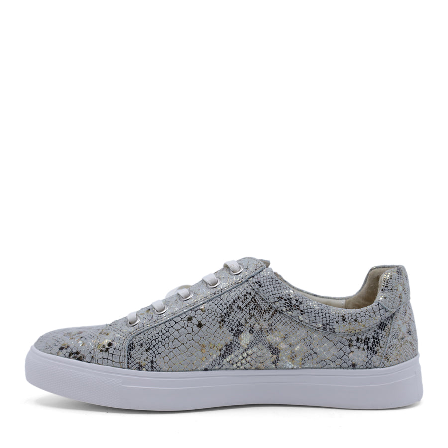 TAUPE SNAKE PRINT LACE UP ZIP UP SNEAKER