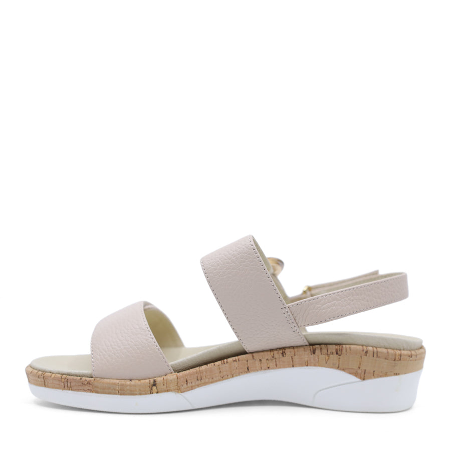 Nude Beige sandal with cork wedge sole 