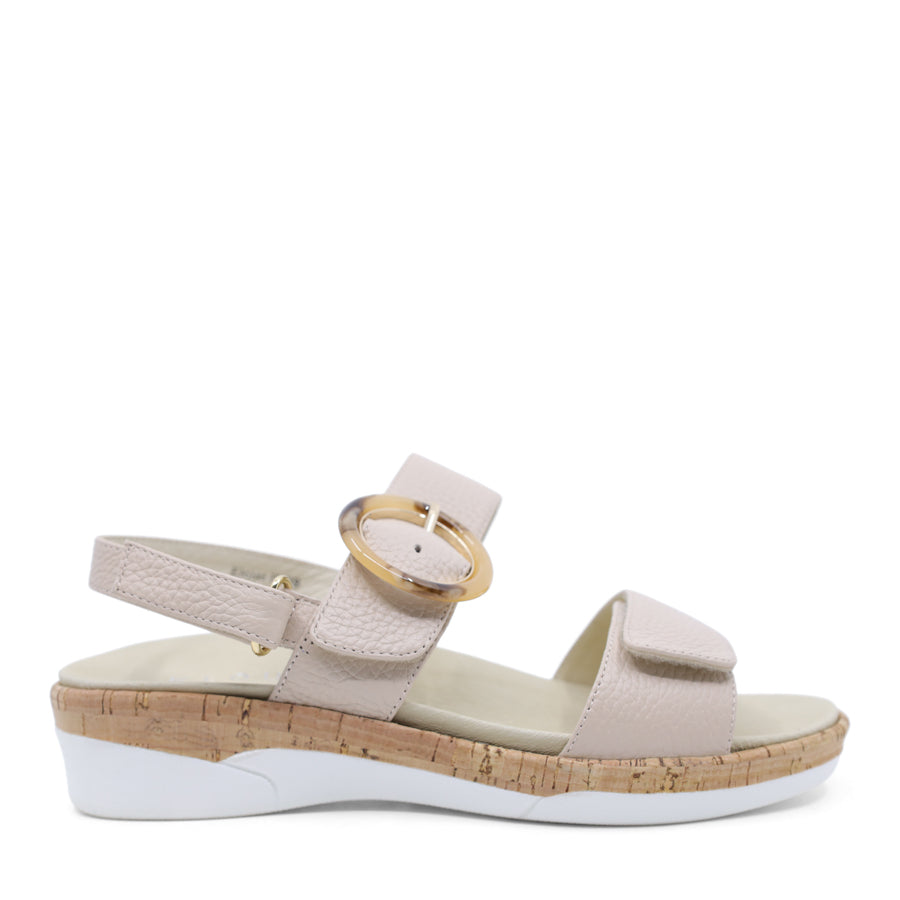 Nude Beige sandal with cork wedge sole 