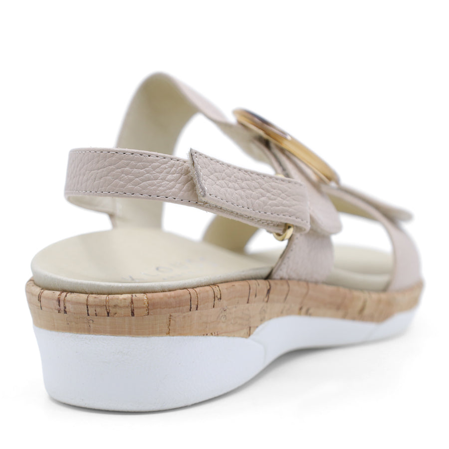 Nude Beige sandal with cork wedge sole 