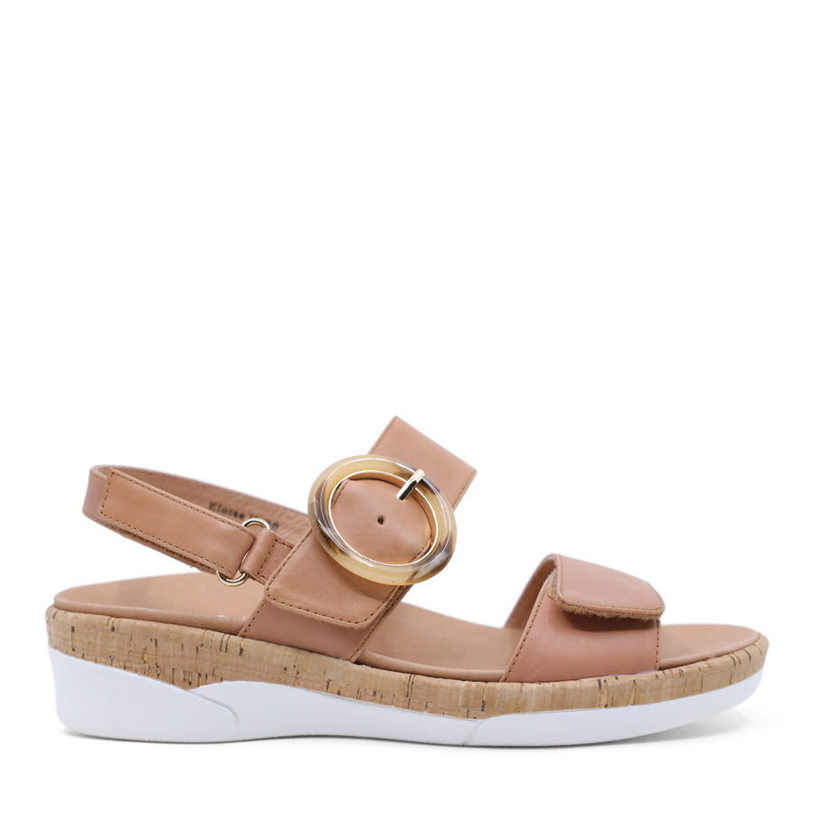 Nude Beige sandal with cork wedge sole 