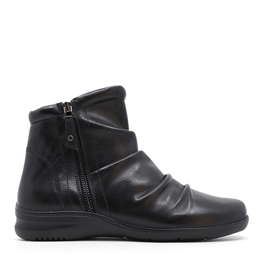 BLACK ZIP UP ANKLE BOOT