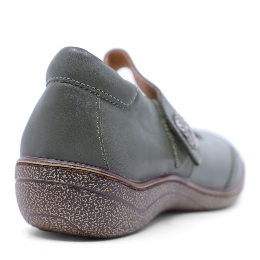 KHAKI GREEN MARY JANE VELCRO FLAT