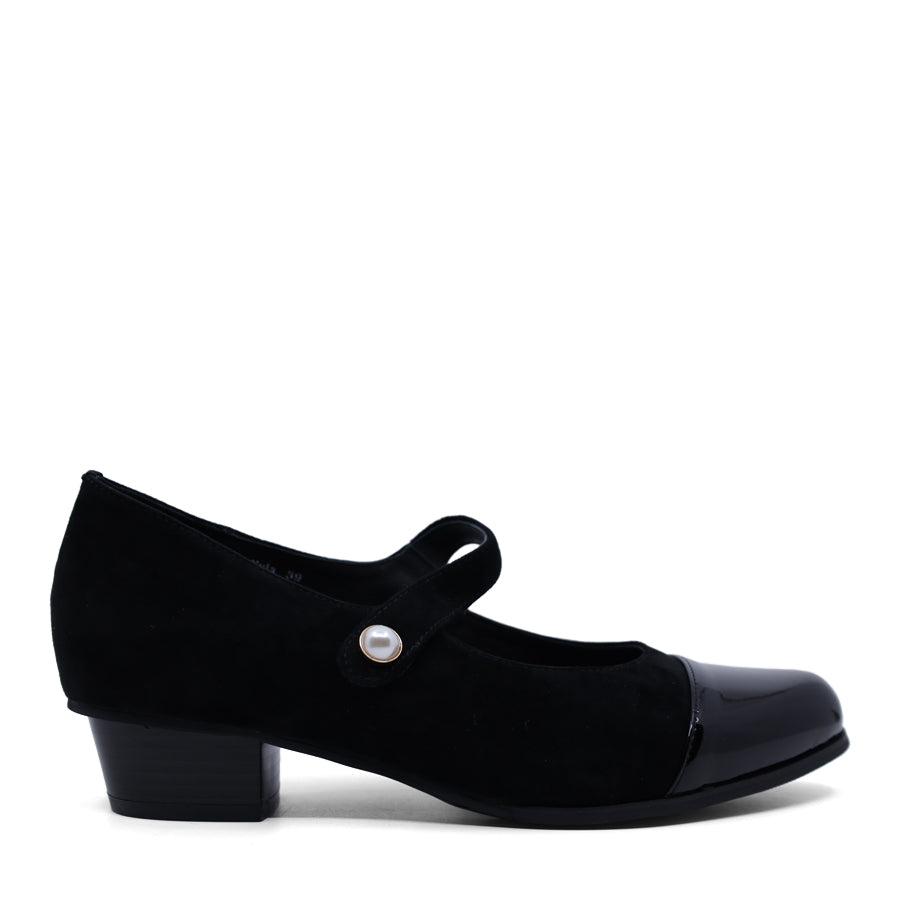 KLOUDS COMFORT BLACK SUEDE VELCRO MARY JANE HEEL