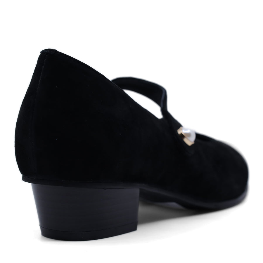 KLOUDS COMFORT BLACK SUEDE VELCRO MARY JANE HEEL