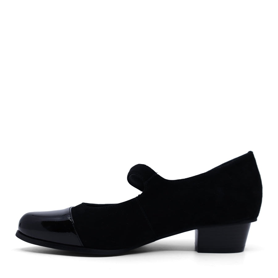 KLOUDS COMFORT BLACK SUEDE VELCRO MARY JANE HEEL